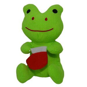 Toymax XYZ Plush Christmas Frog With Stocking Neon Green 8 inch